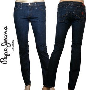 Pepe Jeans Embellished Dark Wash Skinny Jeans